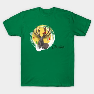 Reindeer Sketchy Merry Christmas T-Shirt